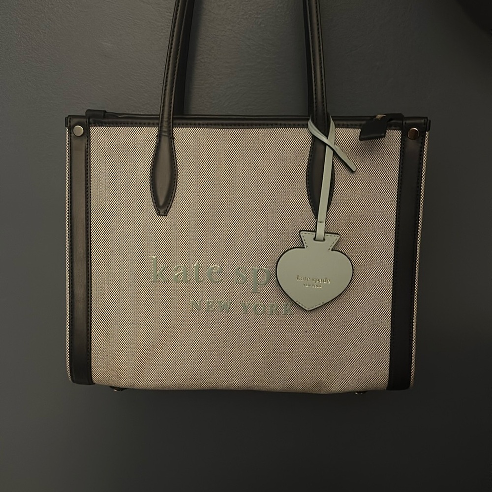 Kate spade. Blue. Gray. Long strap Canvas purse.